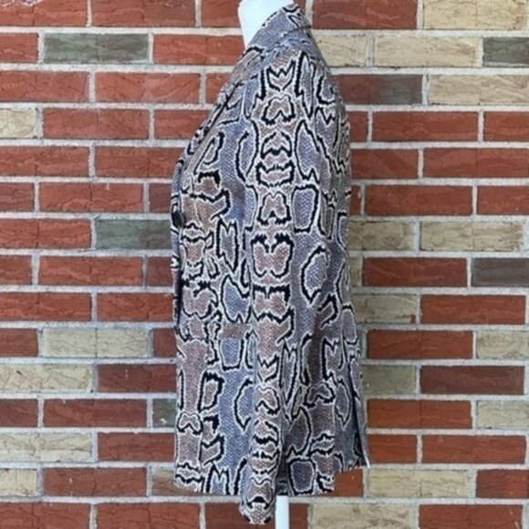 🐍 CAbi Python Snake Print Double Breasted Black Brown Long Sleeve Blazer Jacket - Picture 7 of 16